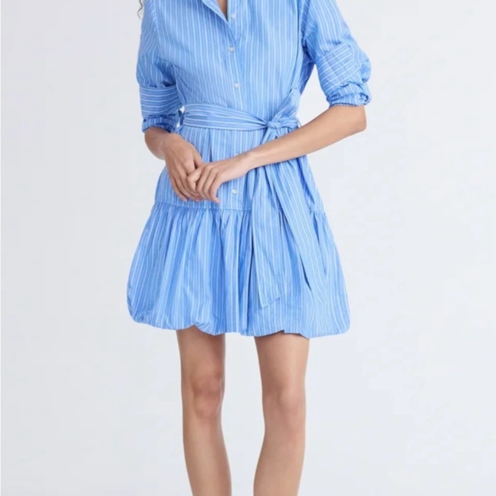 Chic Blue Striped Long Sleeve Dress